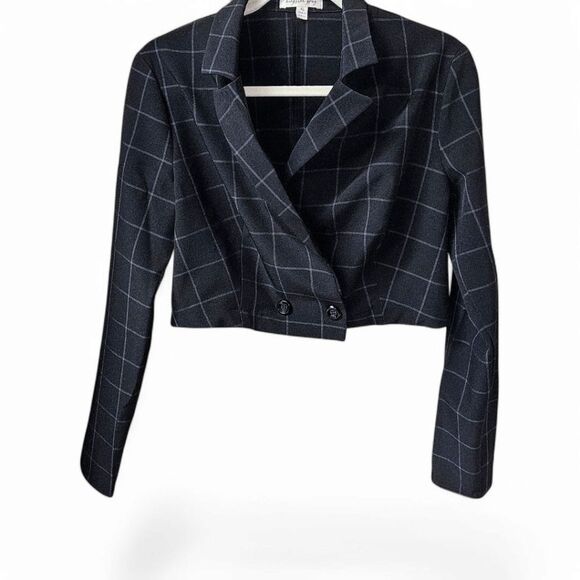 KINGSTON GRAY Juniors 2Pc Black & White Pin- Stripe Skirt Suit Set Size XL - Picture 9 of 16